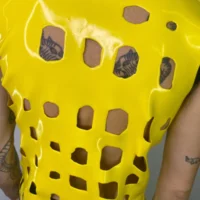 H.R. Latex Draw, Yellow Sleeveless T-Shirt