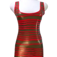 Latex Dress, Grooved Smoke & Red // From Stock