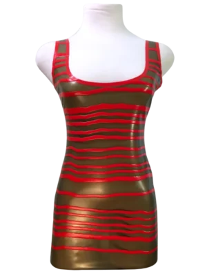 Latex Dress, Grooved Smoke & Red, R.T.S.