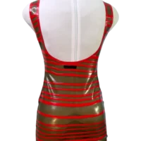 Latex Dress, Grooved Smoke & Red // From Stock