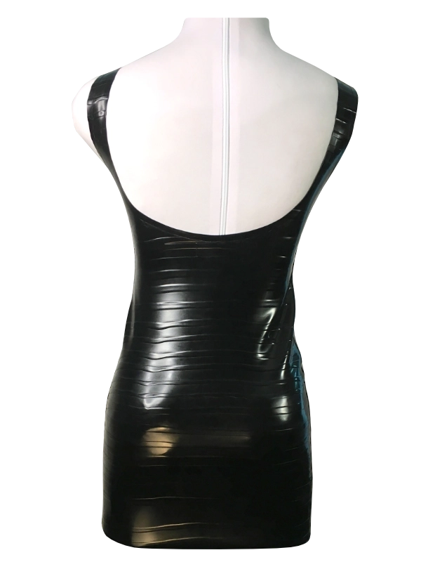 Grooved black B Latex Dress, Grooved Black