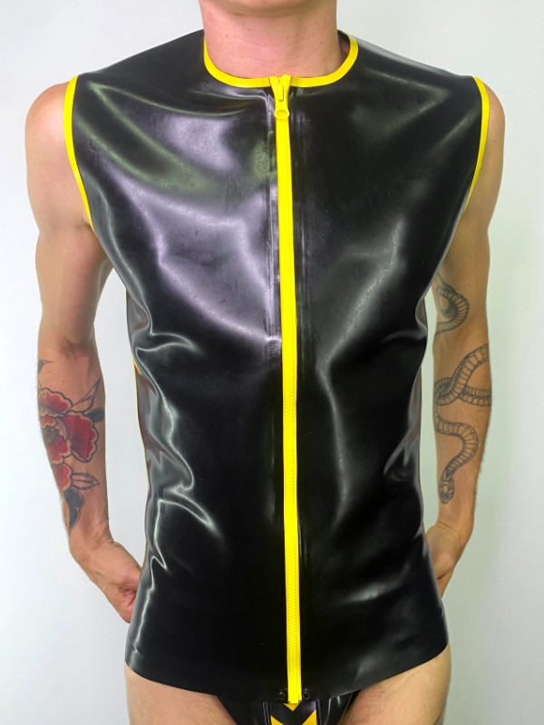 LATEX Men Sleeveless B&Y A Latex Men's Sleeveless T-Shirt with 2 Stripes