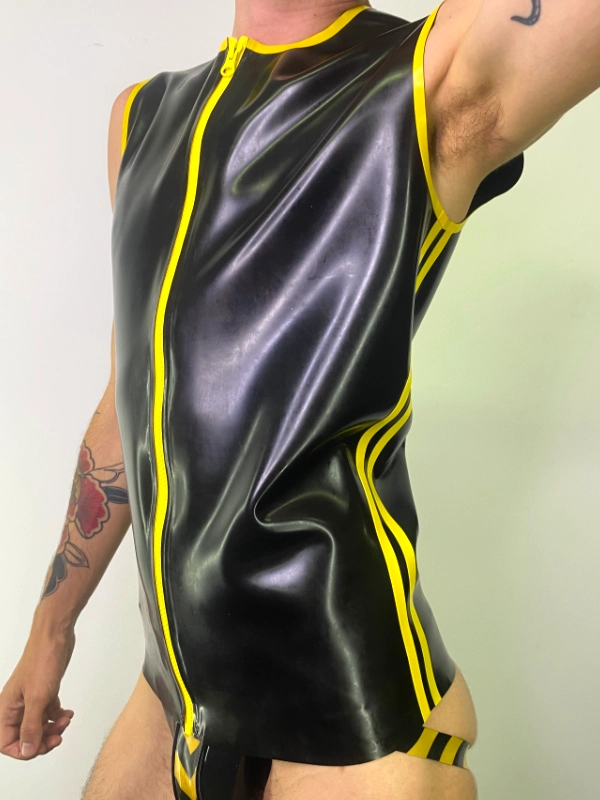 LATEX Men Sleeveless B&Y D Latex Men's Sleeveless T-Shirt with 2 Stripes