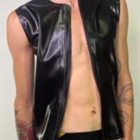 LATEX Men Sleeveless Black B Latex Men's Sleeveless T-Shirt with Zip, Black