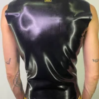 LATEX Men Sleeveless Black C Latex Men's Sleeveless T-Shirt with Zip, Black