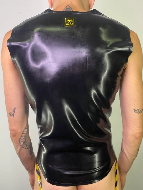 LATEX Men Sleeveless Black C Latex Men's Sleeveless T-Shirt with Zip, Black