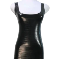 Tactil black A Latex Dress, Grooved Black
