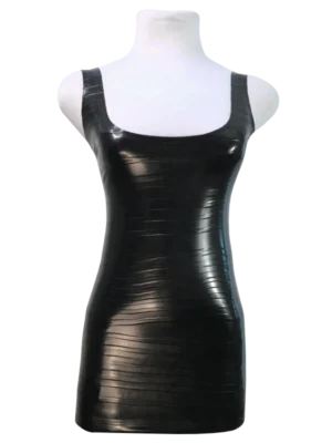 Latex Dress, Grooved Black