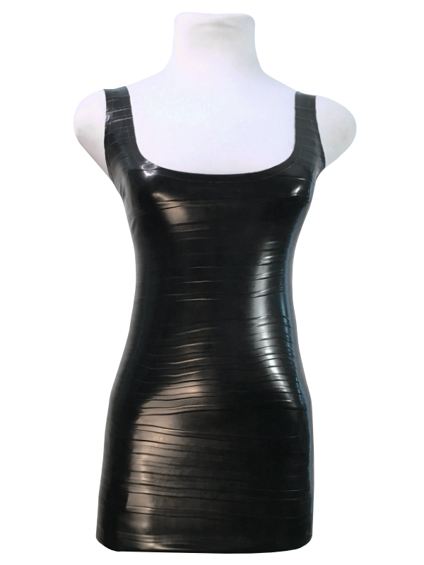 Tactil black A Latex Dress, Grooved Black