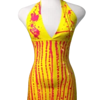 Halter neck latex dress, Tropical Y&M