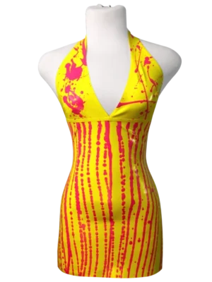 Halter neck latex dress, Tropical Y&M