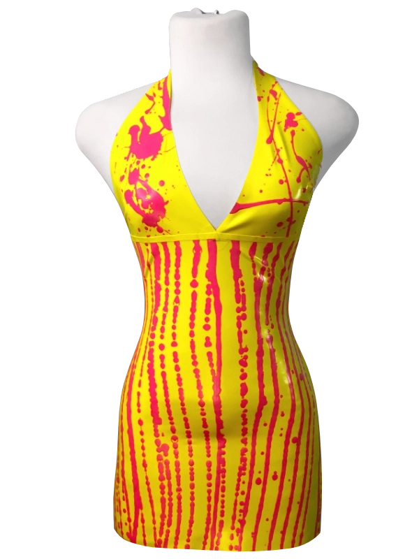 Halter neck latex dress, Tropical Y&M