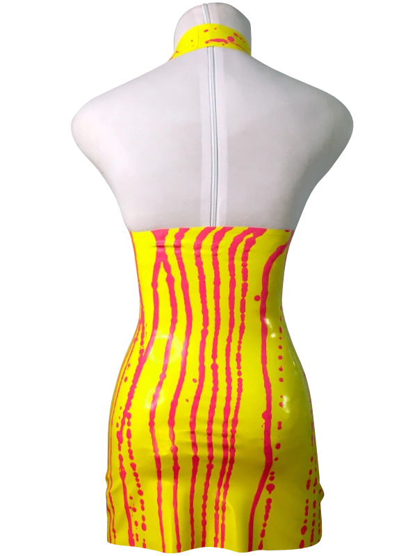 Halter neck latex dress, Tropical Y&M