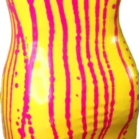 Halter neck latex dress, Tropical Y&M