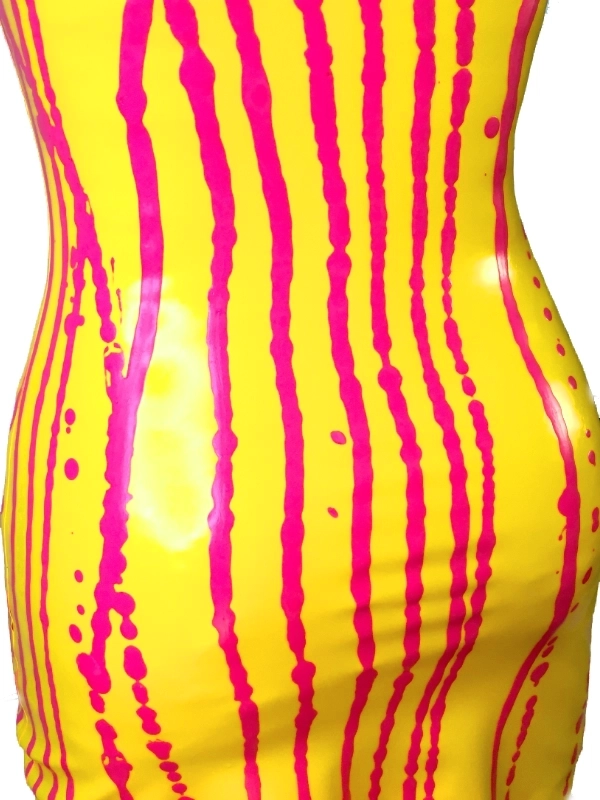 Halter neck latex dress, Tropical Y&M