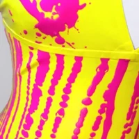 Halter neck latex dress, Tropical Y&M