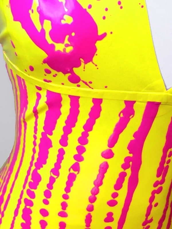 Halter neck latex dress, Tropical Y&M