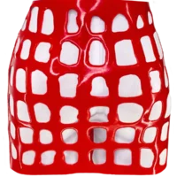 H.R. Latex Draw, Red Mini Skirt // From Stock
