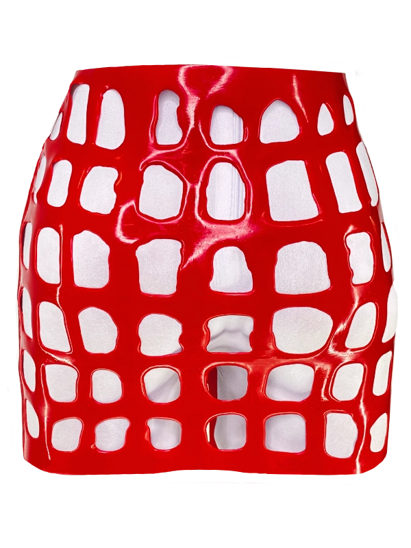 H.R. Latex Draw, Red Mini Skirt // From Stock