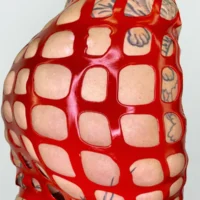 H.R. Latex Draw, Red Mini Skirt // From Stock