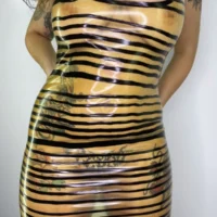 Grooved TRANSLUCENT F Latex Dress, Grooved Translucent // From Stock