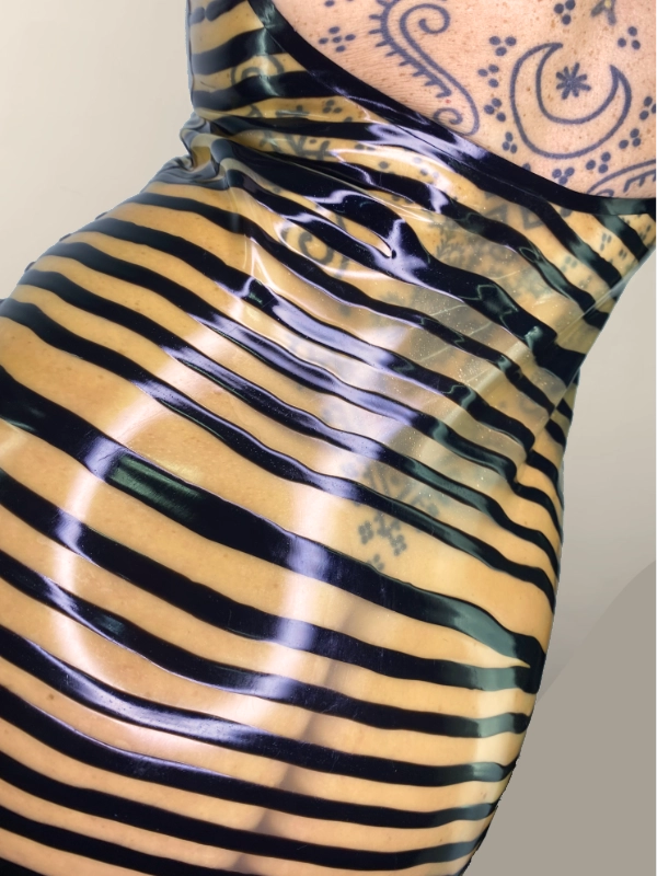 Grooved TRANSLUCENT J Latex Dress, Grooved Translucent // From Stock