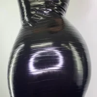 Grooved black G Latex Dress, Grooved Black