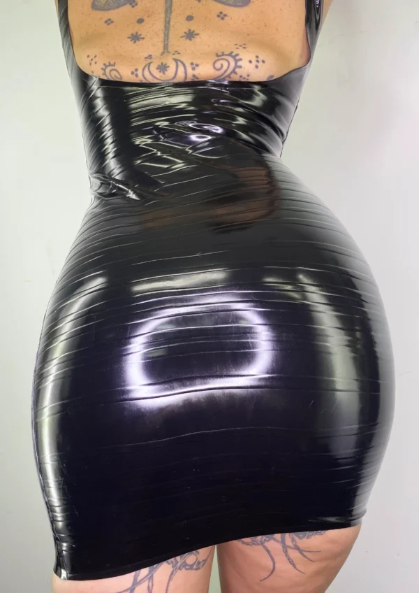 Grooved black G Latex Dress, Grooved Black