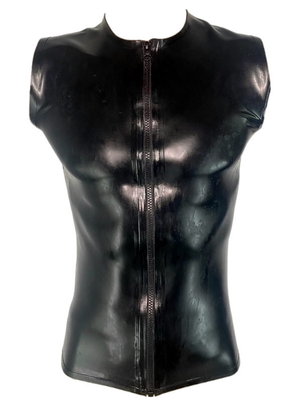 LATEX Men Sleeveless Black 1ok Latex Men's Sleeveless T-Shirt with Zip, Black